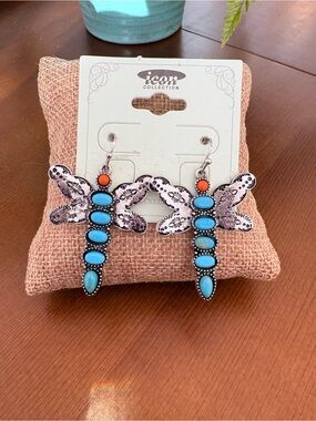 Icon Collection Dragonfly Earrings - Turquoise & Orange